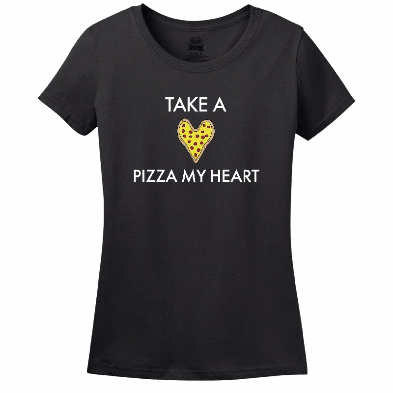 Take A Pizza My Heart Women's T-Shirt Spandex Blend Rayon Blend Denim Blend