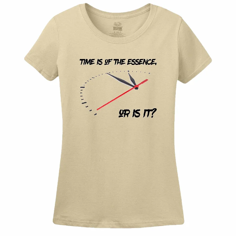 Time Is Of The Essence, Or Is It? Womens Tee Front Pockets Side Pockets Patch Pockets Time Is Of The Essence, Or Is It? Womens Tee Front Pockets Side Pockets Patch Pockets
