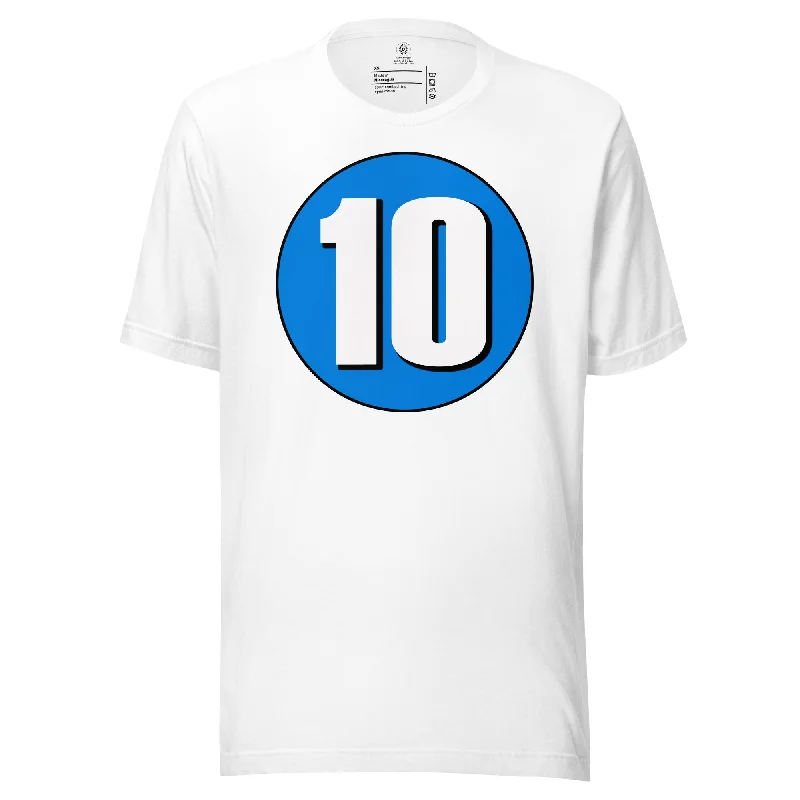 Unisex t-shirt: White on Blue 10 Polka Dot Checkered Tartan