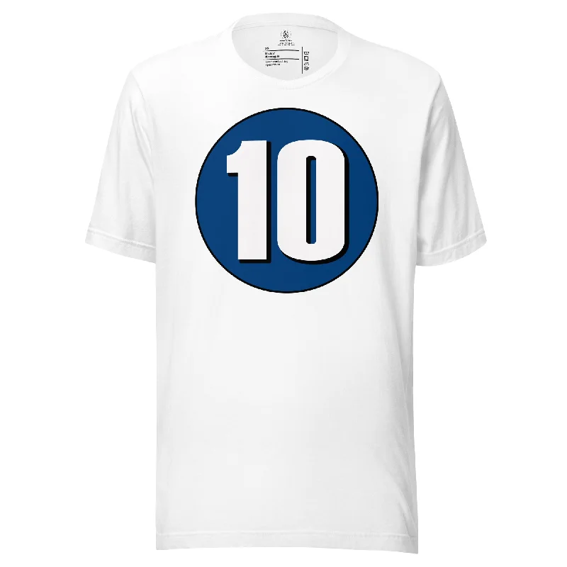 Unisex t-shirt: White on Navy Blue 10 Graphic T-Shirt Round Neck Polyester