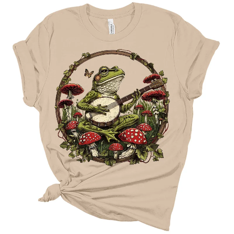 Womens Frog Playing Banjo Mushroom Frame Trendy Butterfly Graphic Tees Houndstooth Herringbone Solid Womens Frog Playing Banjo Mushroom Frame Trendy Butterfly Graphic Tees Houndstooth Herringbone Solid