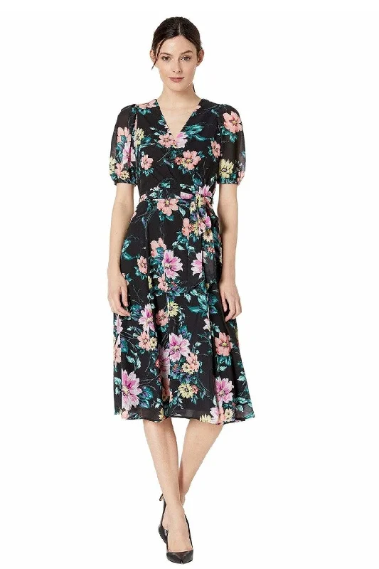 V-neck Black Maxi Dress With Floral Prints Fashionable Layered Maxi Dress