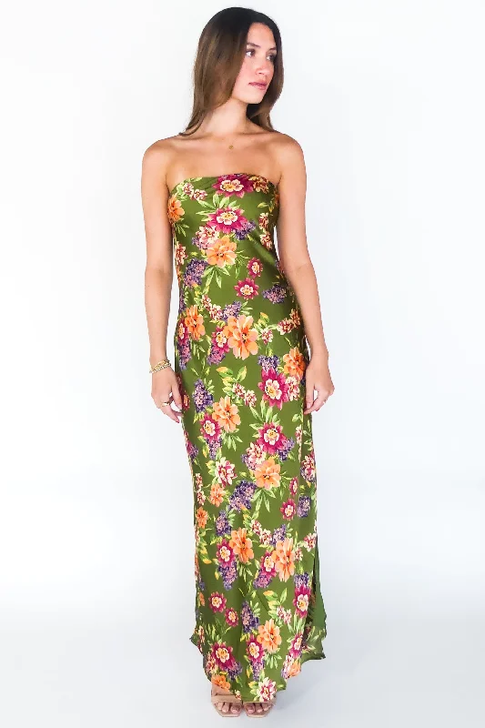 Art Of Bloom Strapless Maxi Dress Trendy A-Line Maxi Dress
