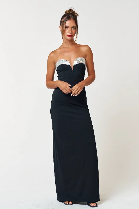 Long Strapless Maxi Dress Fashionable Faux Wrap Maxi Dress