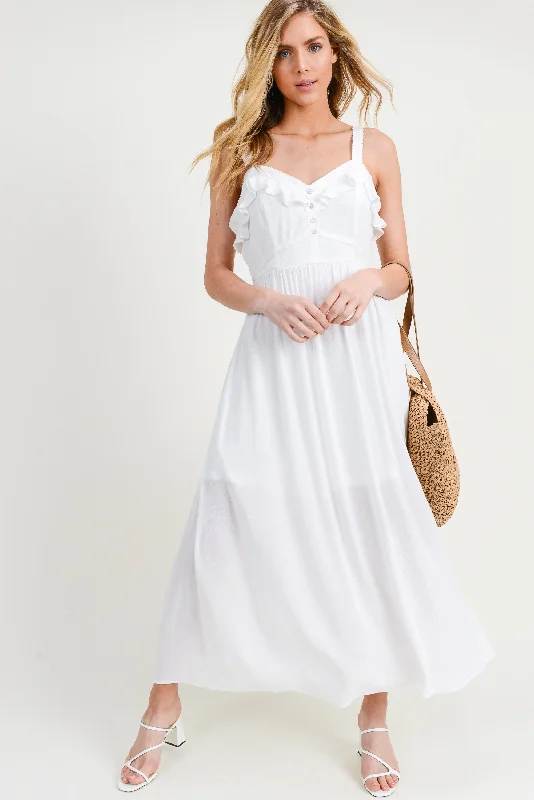 Ruffle Crochet Lace Maxi Dress Cozy Knitted Maxi Dress