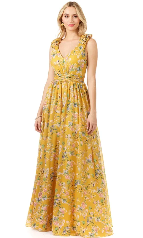 Lara Dresses 29275 - Floral Maxi Dress Fashionable High-Low Maxi Dress