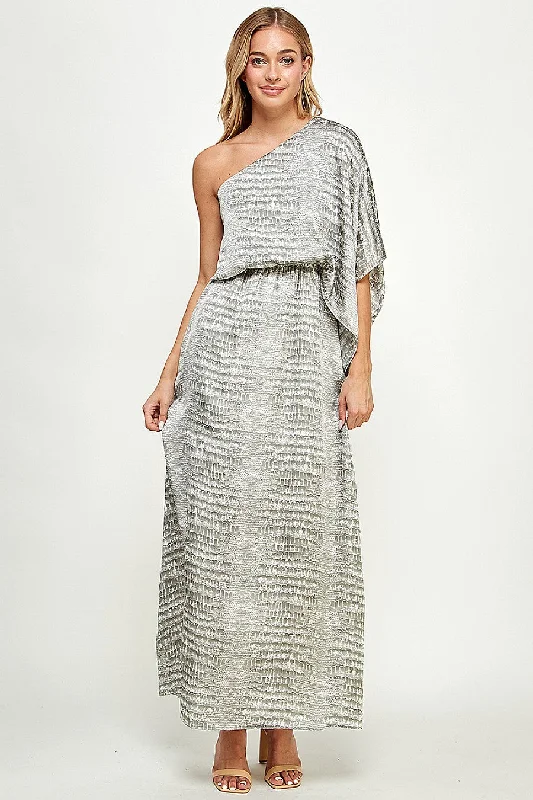 Long One Shoulder Maxi Dress Comfortable Cotton Maxi Dress