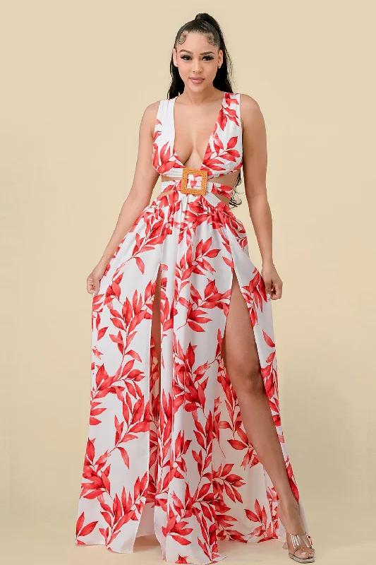 Long Sleeveless Printed Maxi Dress Trendy Printed Maxi Dress