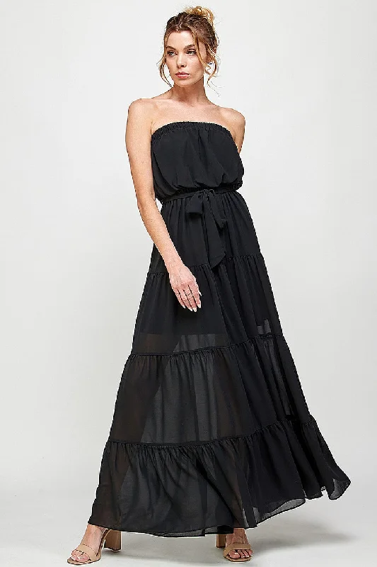 Long Strapless Maxi Dress Stylish One-Shoulder Maxi Dress