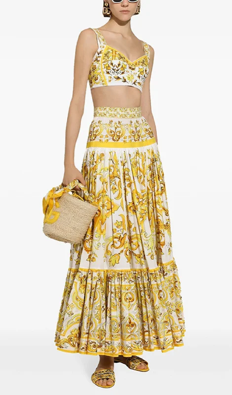LORRAINE PRINT COTTON POPLIN RUFFLES MAXI DRESS Cozy Longline Maxi Dress