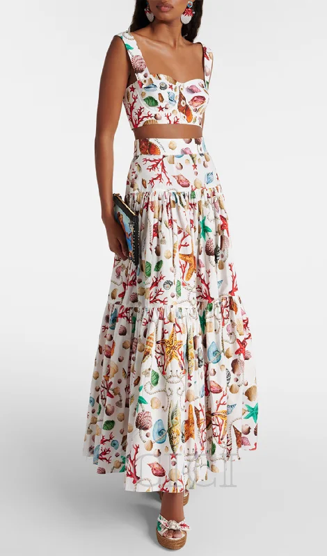 LOUISE CAPRI PRINTED HIGH-RISE COTTON MAXI DRESS Stylish Boho Maxi Dress