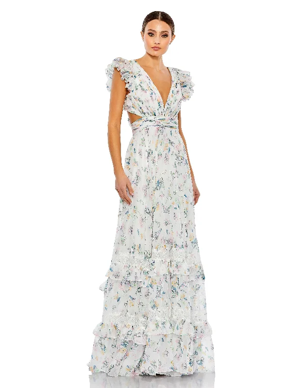 Mac Duggal 68077 Long Ruffled Formal Maxi Dress Comfortable Ruffle Maxi Dress