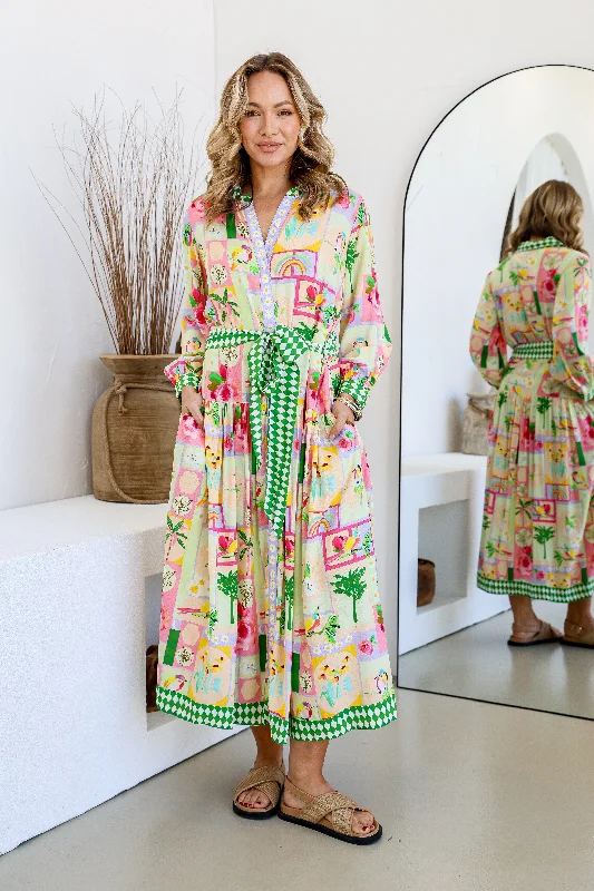 Parisian Summer Gingham Maxi Dress Cozy Ruffle Sleeve Maxi Dress