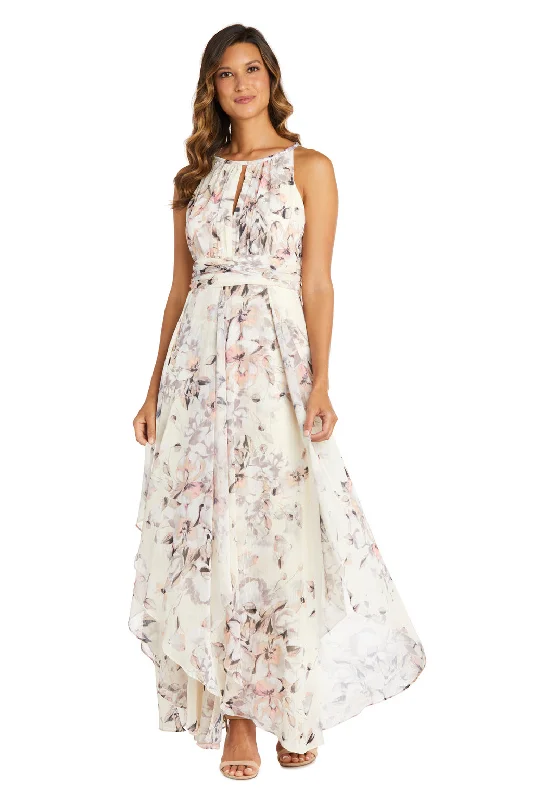 R&M Richards 9348 Long Printed Maxi Dress Cozy Knitted Maxi Dress