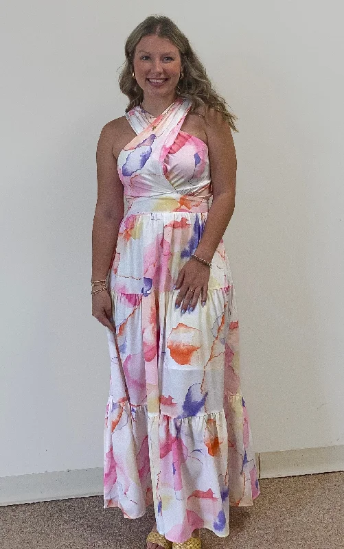 Rain Or Shine Maxi Dress Trendy V-Neck Maxi Dress
