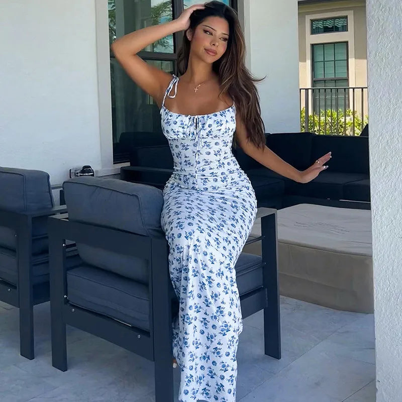 Sleeveless Slip Floral Ruched Bandage Cut Out Maxi Dress Y2K Summer Bodycon Women Fashion Elegant Sexy Party Club Sundress Elegant Lace-Up Maxi Dress Sleeveless Slip Floral Ruched Bandage Cut Out Maxi Dress Y2K Summer Bodycon Women Fashion Elegant Sexy Party Club Sundress Elegant Lace-Up Maxi Dress