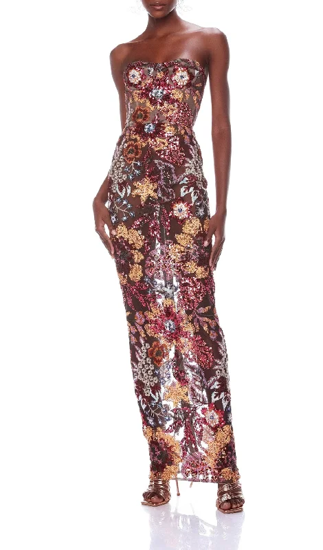STRAPLESS FLORAL SEQUIN MAXI DRESS Stylish Boho Chic Maxi Dress