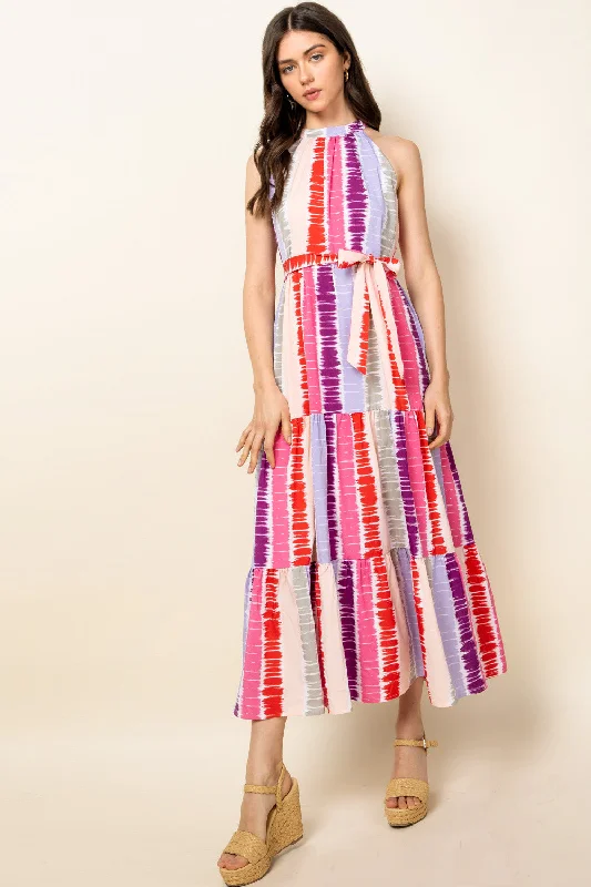 Tie Dye Tiered Maxi Dress Stylish Long Sleeve Maxi Dress