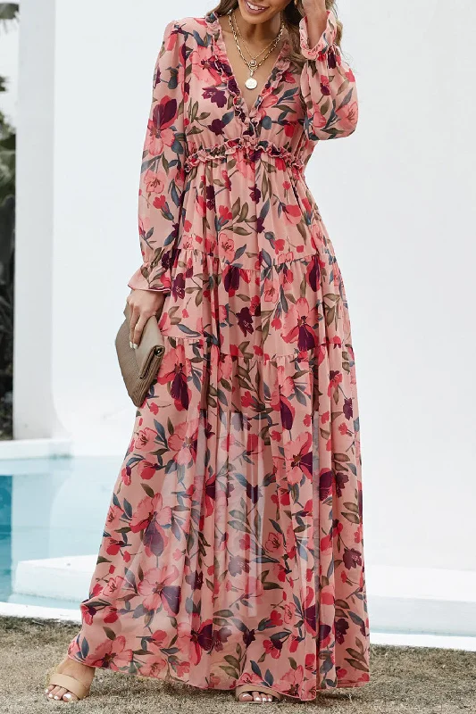 Wild Lotus Ruffle Tiered Maxi Dress Classic Strapless Maxi Dress
