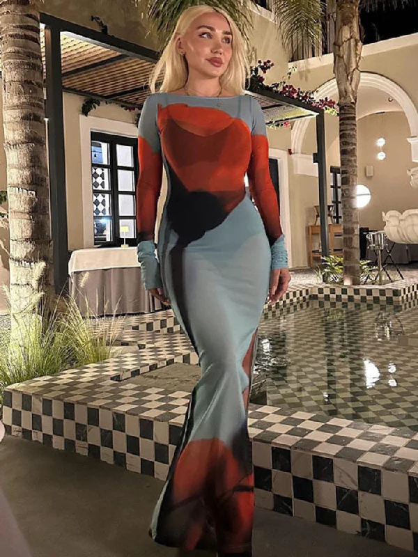 Women Mesh Side Split Longsleeve Dress Chic See Through Print Floral See Through Maxi Dress Ladies Beach Holiday Robe Fashionable Sleeveless Maxi Dress Women Mesh Side Split Longsleeve Dress Chic See Through Print Floral See Through Maxi Dress Ladies Beach Holiday Robe Fashionable Sleeveless Maxi Dress