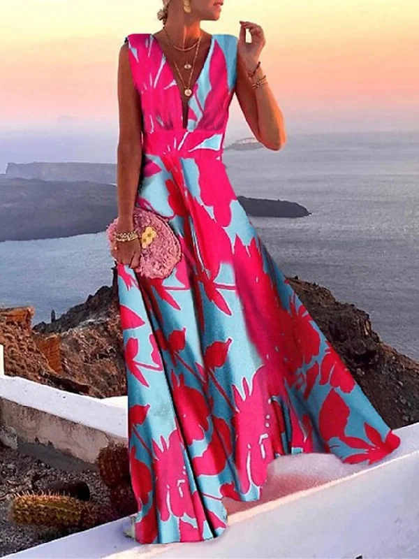 Women's Casual Dress Swing Dress Floral Dress Long Dress Maxi Dress Green Blue Pink Sleeveless Floral Print Spring Summer Deep V Hot Daily S M L XL XXL Fashionable Printed Maxi Dress Women's Casual Dress Swing Dress Floral Dress Long Dress Maxi Dress Green Blue Pink Sleeveless Floral Print Spring Summer Deep V Hot Daily S M L XL XXL Fashionable Printed Maxi Dress