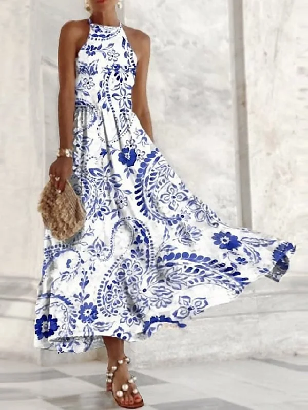 Women's Casual Dress Tank Dress Summer Dress Floral Print Halter Long Dress Maxi Dress Fashion Streetwear Daily Holiday Sleeveless Regular Fit Blue Summer S M L XL XXL Elegant Silk Maxi Dress Women's Casual Dress Tank Dress Summer Dress Floral Print Halter Long Dress Maxi Dress Fashion Streetwear Daily Holiday Sleeveless Regular Fit Blue Summer S M L XL XXL Elegant Silk Maxi Dress