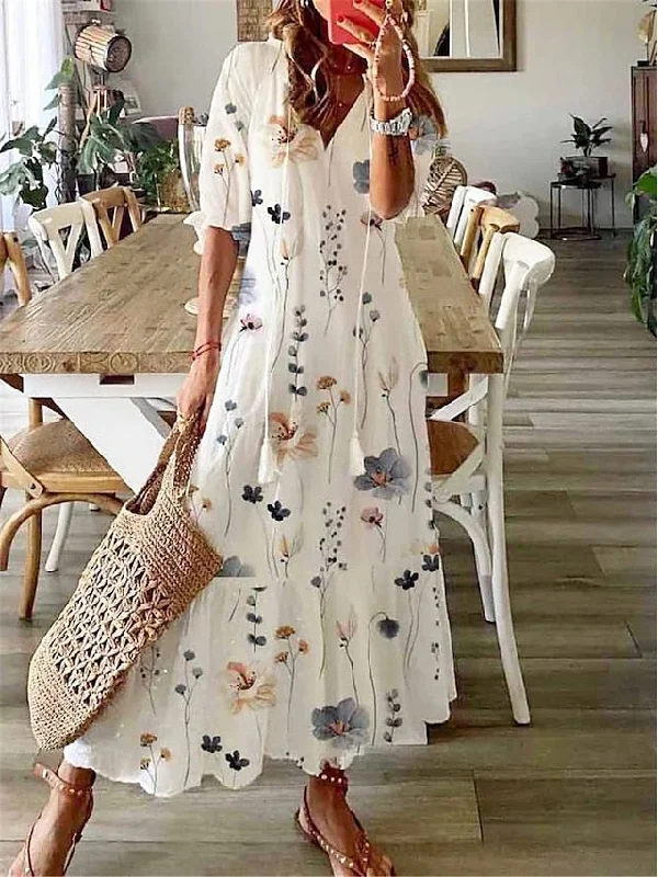 Women's Long Dress Maxi Dress Casual Dress A Line Dress Summer Dress Floral Fashion Casual Outdoor Daily Vacation Print Half Sleeve V Neck Dress Loose Fit White Yellow Summer Spring S M L XL XXL Cozy Knit Maxi Dress Women's Long Dress Maxi Dress Casual Dress A Line Dress Summer Dress Floral Fashion Casual Outdoor Daily Vacation Print Half Sleeve V Neck Dress Loose Fit White Yellow Summer Spring S M L XL XXL Cozy Knit Maxi Dress