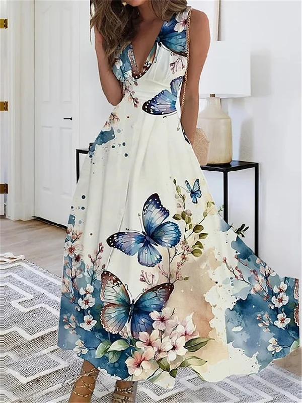 Women's Long Dress Maxi Dress Casual Dress Swing Dress A Line Dress Floral Butterfly Fashion Streetwear Outdoor Daily Date Print Sleeveless V Neck Dress Regular Fit Black White Yellow Summer Spring S Elegant Maxi Dress with Drapes Women's Long Dress Maxi Dress Casual Dress Swing Dress A Line Dress Floral Butterfly Fashion Streetwear Outdoor Daily Date Print Sleeveless V Neck Dress Regular Fit Black White Yellow Summer Spring S Elegant Maxi Dress with Drapes