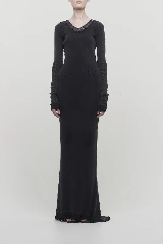 Balenciaga Long Sleeve Lingerie Maxi Dress Comfortable Flowy Maxi Dress