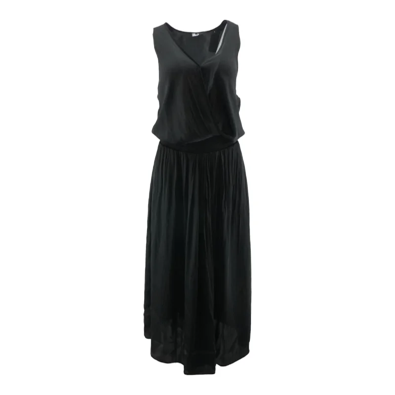 Black Solid Maxi Dress Elegant Silk Maxi Dress