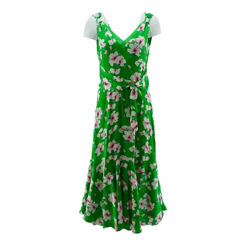 Green Floral Maxi Dress Comfortable Cotton Maxi Dress