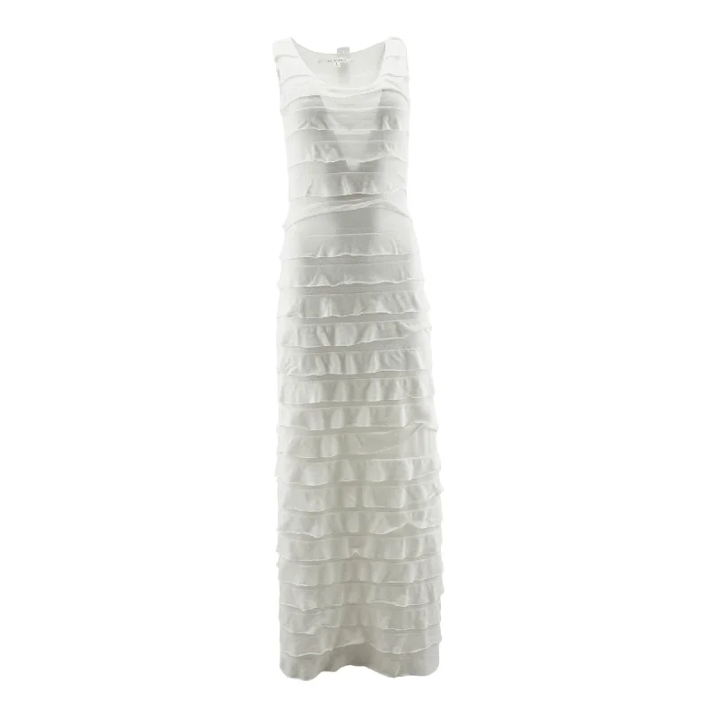 White Solid Maxi Dress Casual Maxi Dress with Pockets