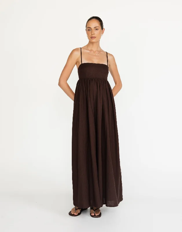 Tarsha Maxi Dress (Chocolate) Elegant Velvet Maxi Dress