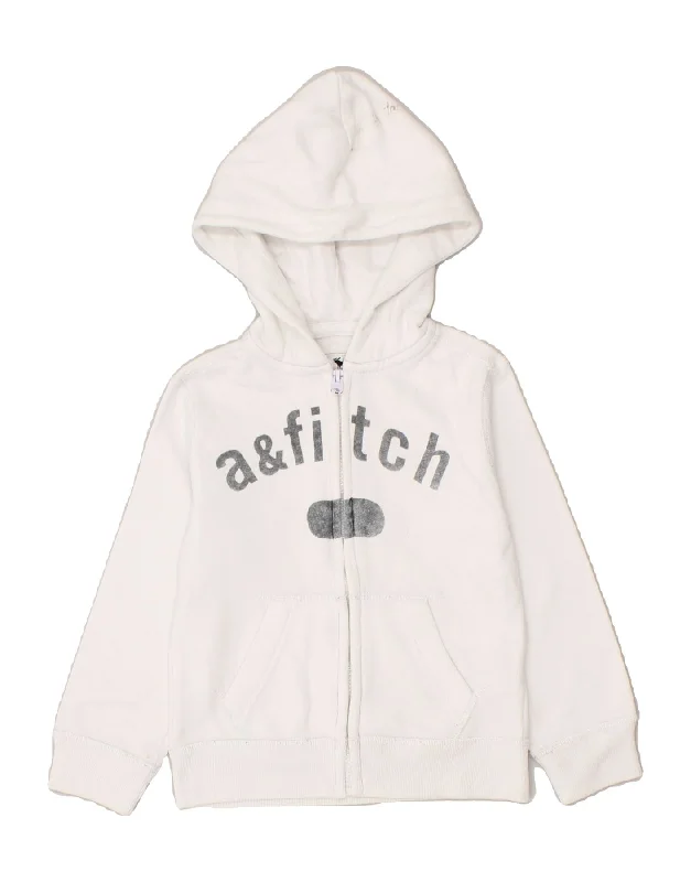 ABERCROMBIE & FITCH Boys Graphic Zip Hoodie Sweater 3-4 Years White Cotton Hoodie with Hem Detail Decorative Unique ABERCROMBIE & FITCH Boys Graphic Zip Hoodie Sweater 3-4 Years White Cotton Hoodie with Hem Detail Decorative Unique