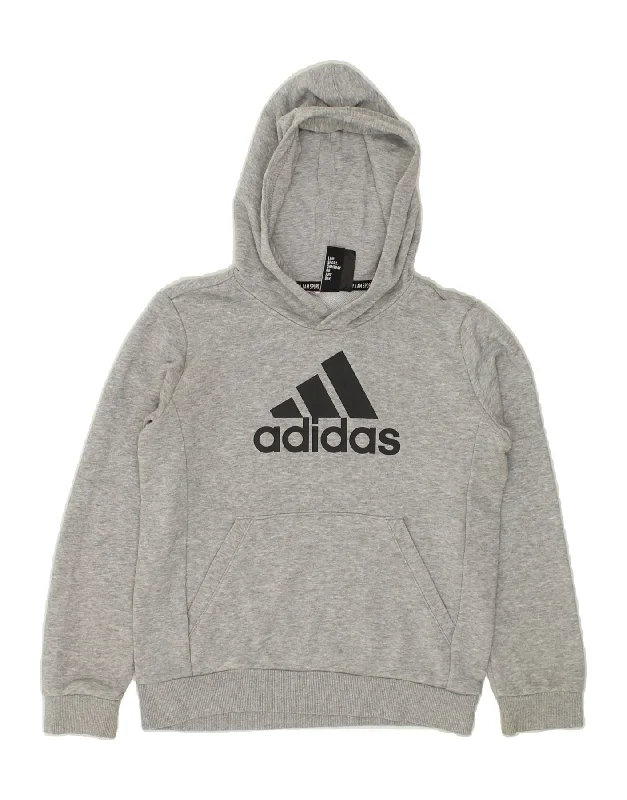 ADIDAS Boys Graphic Hoodie Jumper 9-10 Years Grey Hoodie with Hem Fringe Bohemian Relaxed ADIDAS Boys Graphic Hoodie Jumper 9-10 Years Grey Hoodie with Hem Fringe Bohemian Relaxed