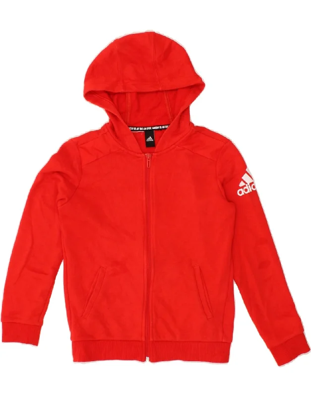 ADIDAS Boys Graphic Zip Hoodie Sweater 7-8 Years Red Hoodie with Bell Sleeves Flared Feminine ADIDAS Boys Graphic Zip Hoodie Sweater 7-8 Years Red Hoodie with Bell Sleeves Flared Feminine