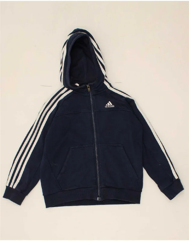 ADIDAS Boys Zip Hoodie Sweater 7-8 Years Navy Blue Cotton Hoodie with Set-In Sleeves Structured Classic ADIDAS Boys Zip Hoodie Sweater 7-8 Years Navy Blue Cotton Hoodie with Set-In Sleeves Structured Classic