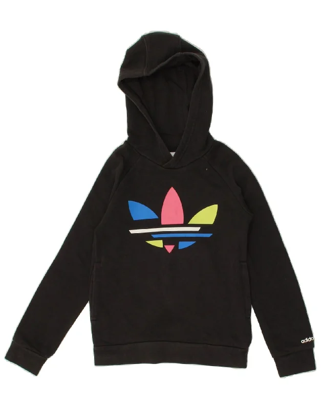 ADIDAS Girls Graphic Hoodie Jumper 7-8 Years Black Cotton Hoodie Dress Longline Feminine ADIDAS Girls Graphic Hoodie Jumper 7-8 Years Black Cotton Hoodie Dress Longline Feminine
