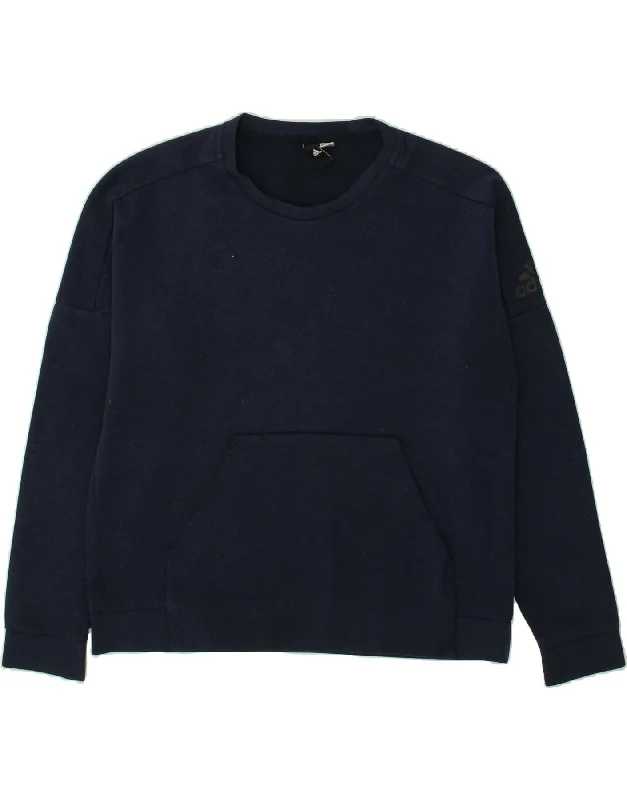 ADIDAS Mens Sweatshirt Jumper Large Navy Blue Flecked Hoodie with Hem Lace Feminine Delicate ADIDAS Mens Sweatshirt Jumper Large Navy Blue Flecked Hoodie with Hem Lace Feminine Delicate