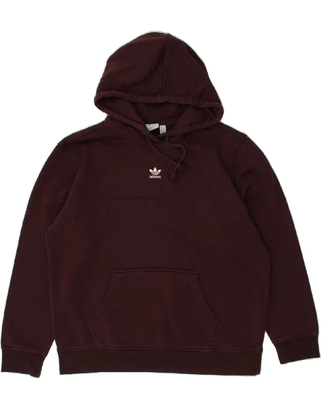 ADIDAS Womens Hoodie Jumper UK 16 Large Maroon Cotton Hoodie with Cuffed Sleeves Snug Secure ADIDAS Womens Hoodie Jumper UK 16 Large Maroon Cotton Hoodie with Cuffed Sleeves Snug Secure
