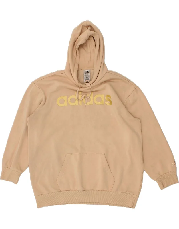 ADIDAS Womens Oversized Graphic Hoodie Jumper UK 16/18 Large Beige Cotton Hoodie with Button Classic Timeless ADIDAS Womens Oversized Graphic Hoodie Jumper UK 16/18 Large Beige Cotton Hoodie with Button Classic Timeless