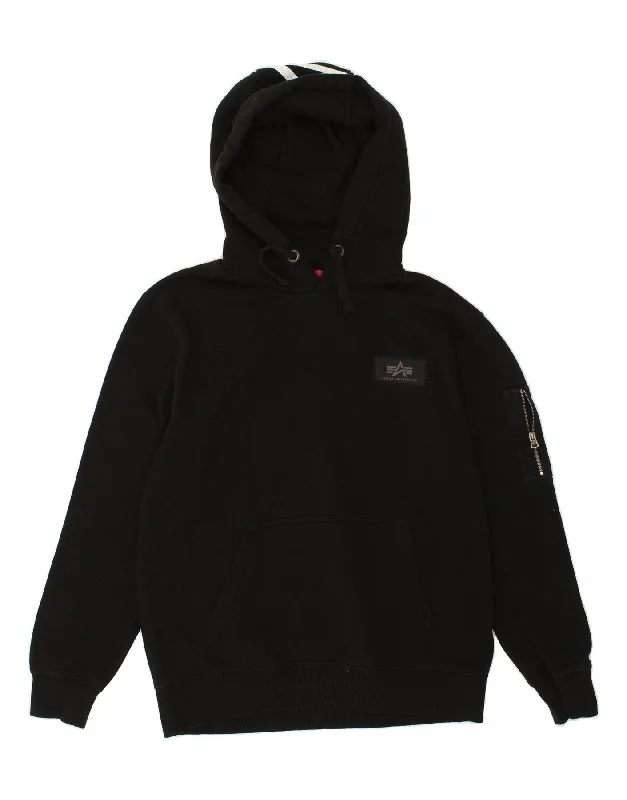 ALPHA INDUSTRIES Mens Graphic Hoodie Jumper Large Black Cotton Hoodie with Hood Adjustable Protection ALPHA INDUSTRIES Mens Graphic Hoodie Jumper Large Black Cotton Hoodie with Hood Adjustable Protection