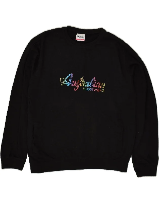 AUSTRALIAN L'ALPINA Womens Graphic Sweatshirt Jumper UK 14 Medium Black Hoodie with Tied Waist Feminine Flattering AUSTRALIAN L'ALPINA Womens Graphic Sweatshirt Jumper UK 14 Medium Black Hoodie with Tied Waist Feminine Flattering