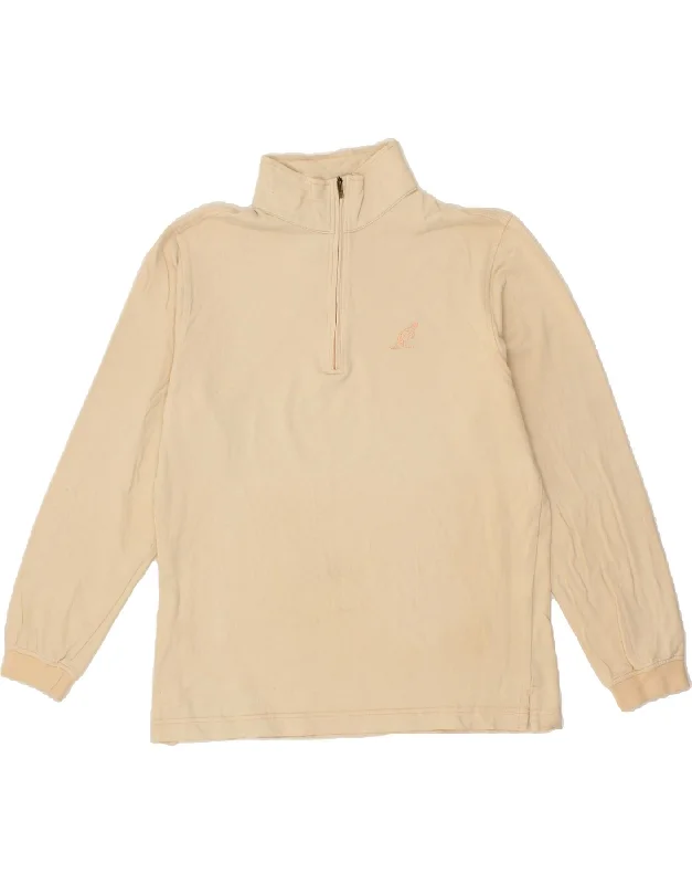 AUSTRALIAN L'ALPINA Womens Zip Neck Sweatshirt Jumper IT 46 Large Beige Hoodie with Frayed Bohemian Relaxed AUSTRALIAN L'ALPINA Womens Zip Neck Sweatshirt Jumper IT 46 Large Beige Hoodie with Frayed Bohemian Relaxed