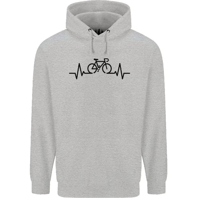 Bicycle Pulse Cycling Cyclist Road Bike Mens 80% Cotton Hoodie Hoodie with Hidden Zipper Minimalist Clean