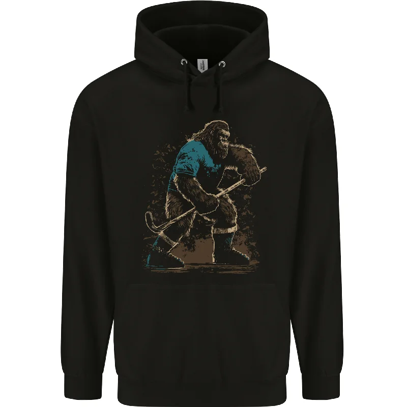 Bigfoot Hockey Player Mens 80% Cotton Hoodie Hoodie with Pocket Utility Practical