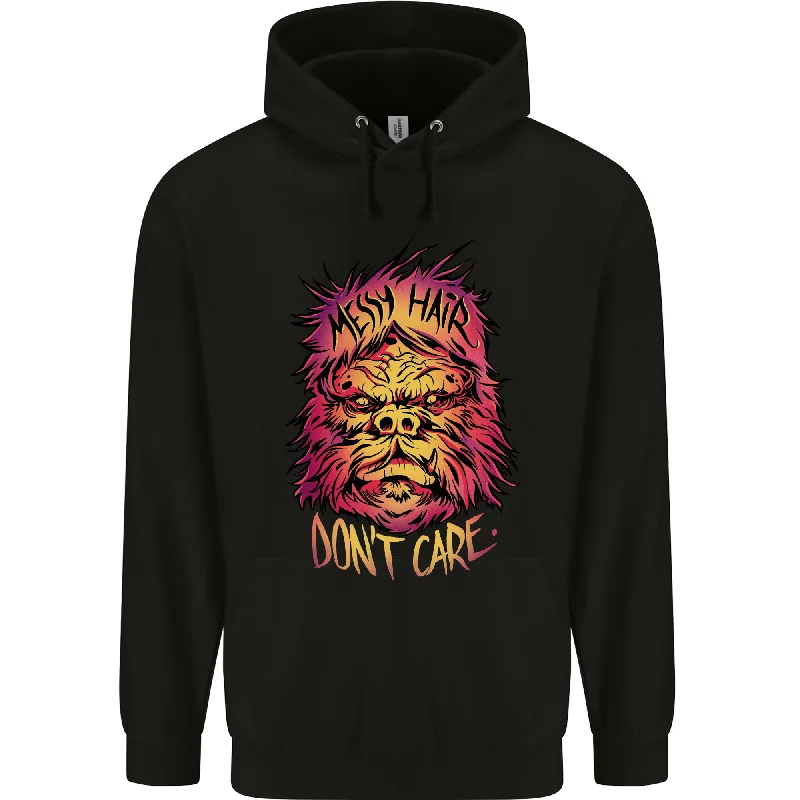 Bigfoot Messy Hair Don't Care Funny Mens 80% Cotton Hoodie Hoodie with Thumb Holes Functional Cozy Bigfoot Messy Hair Don't Care Funny Mens 80% Cotton Hoodie Hoodie with Thumb Holes Functional Cozy