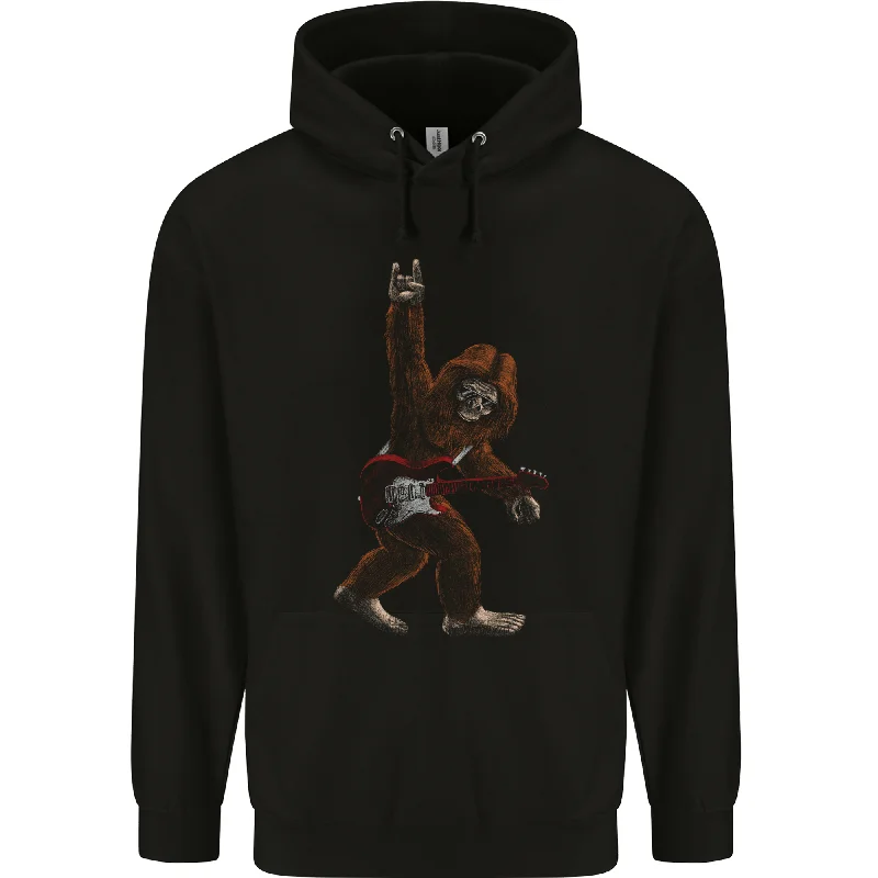Bigfoot Rocks Funny Rock n Roll Guitar Music Mens 80% Cotton Hoodie Hoodie with Rhinestones Sparkly Elegant