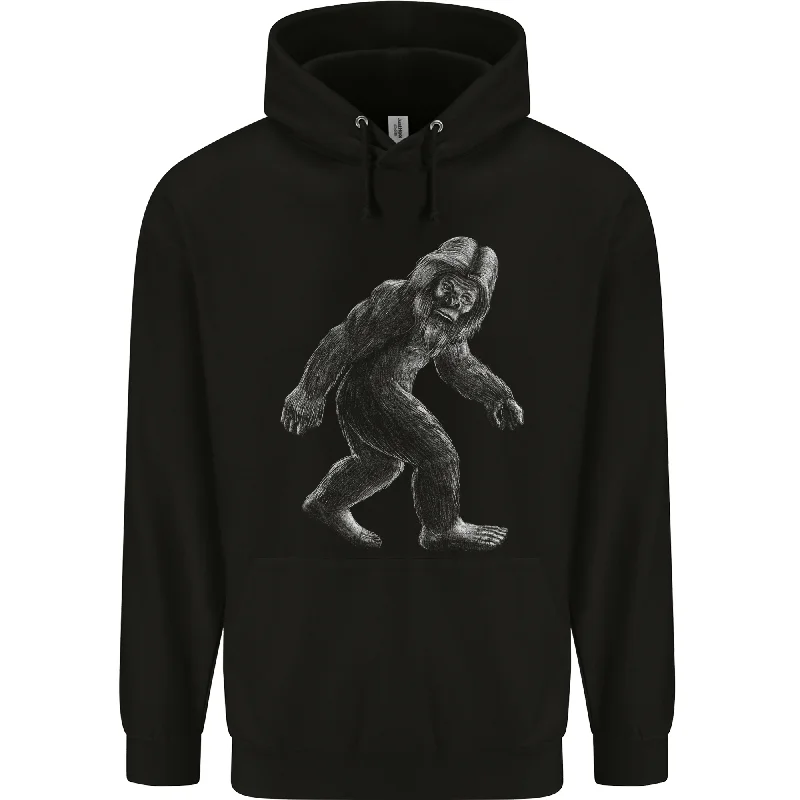 Bigfoot Taking a Stroll Mens 80% Cotton Hoodie Hoodie with Hem Applique Textured Unique Bigfoot Taking a Stroll Mens 80% Cotton Hoodie Hoodie with Hem Applique Textured Unique