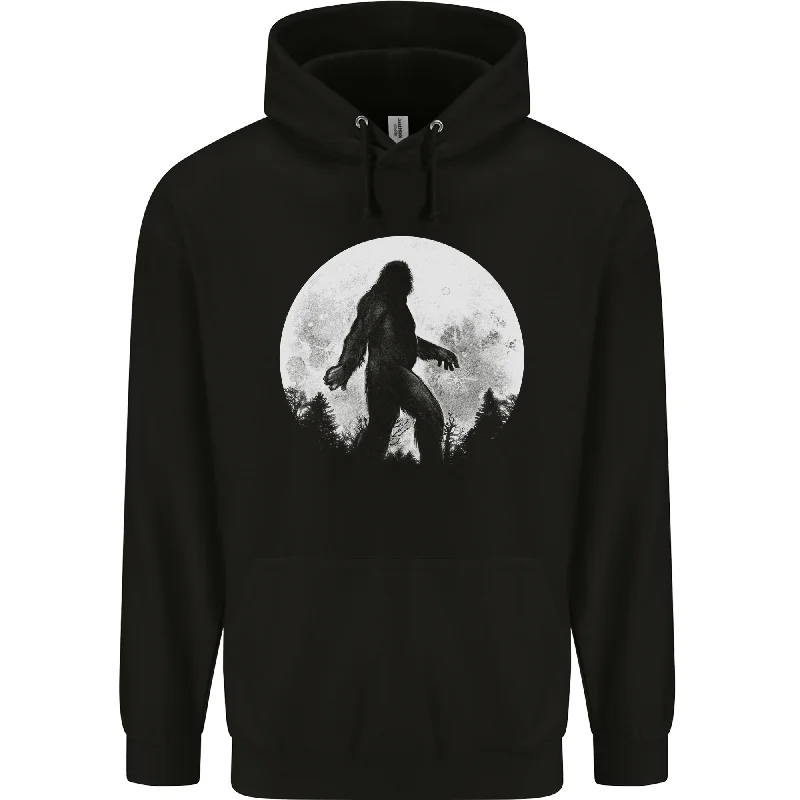 Bigfoot With a Moon Background Mens 80% Cotton Hoodie Graphic Hoodie Design Print